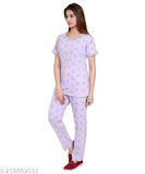 American Pie summer casual cotton printed nightshirt with half sleeves for women, vibrant print on round neck