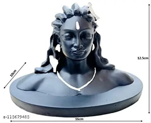 HaridwarDivine Adi Yogi Shiva Statue (15cm Polyresin Black) - Decorative showpiece for car, home, or office puja corner