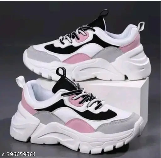 Multicolor synthetic mesh & airmix women's/girls casual shoes, lace-up design, stylish footwear for various activities, available in multiple sizes (IND-4 to IND-8). Made with breathable fabrics to prevent stains and mildew. Indian origin