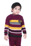 Purple striped wool sweater for kids, comfortable, durable, and fashionable winter wear