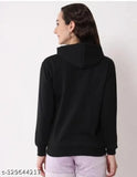 Black fleece long sleeves huddy for women, warm and cozy zipper jacket, high-quality assured, India origin