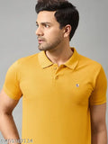 Men's solid half sleeves cotton blend polo neck t-shirt, denim jeans ensemble - classic look, all-time favorite