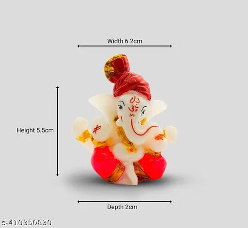 Handcrafted resin Ganesh idol, beautiful Hindu god for home decoration, 4" x 4" x 4", car dashboard statue