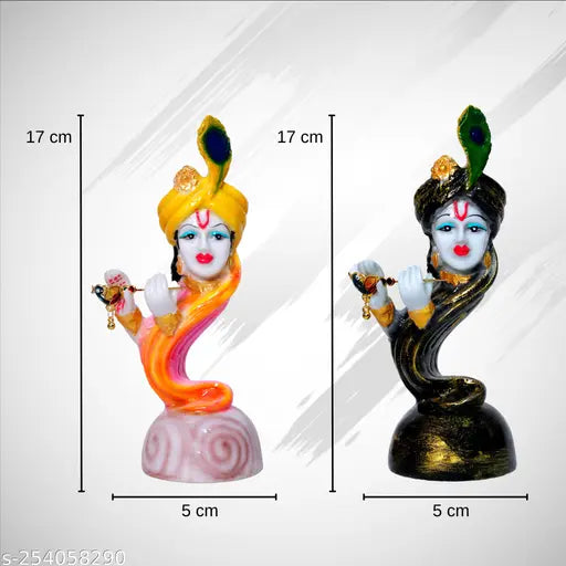 Marble Lord Radha Krishna statues (set of 2), traditional Indian handmade decorative idols for home or worship