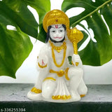 White resin Hanuman Ji statue, perfect for car dashboard and home decor, exudes spiritual purity