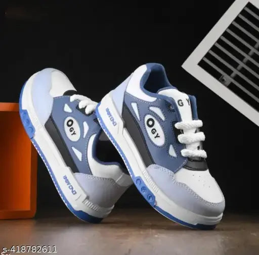 Blue and white casual kids shoes