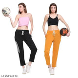Black cotton sports gym track pants for women casual fitness