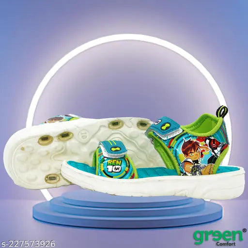 Green and white sea-themed children's sandal