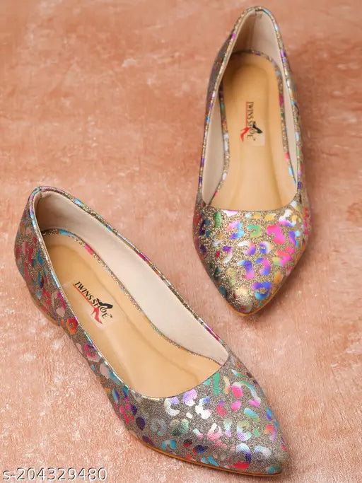 Synthetic printed ballerinas, comfortable pump shoes for girls, durable and slip-on, best quality material, India origin