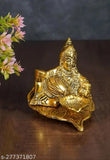 Metal Kubera Deepam temple decor, Indian handcrafted god idol for Pooja Article. Dimensions: 11cm L x 9cm H x 7cm B