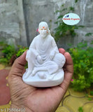 Marble Shirdi Saibaba Idol, 11cm x 8cm x 7cm, handmade Indian God statue for home or car worship