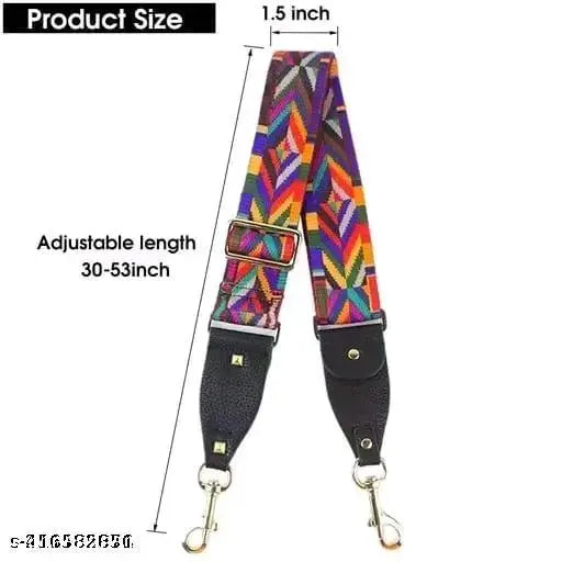 Multi-colored, fabric shoulder strap with adjustable length, handbag accessory, crossbody style