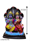 Polyresin Chaturbahu Vishnu Laxmi Sitting on Shesh Naag Idol, traditional Indian home pooja statuette, 5 inch tall