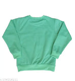 Kids Girls winter fleece round neck vol71, printed cotton sleeves, fun pattern for cold weather wear (3-4yrs to 11-12yrs)