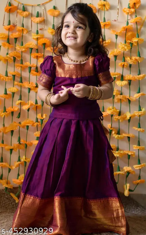 South Indian silk lehenga choli set in vibrant festival wear style, perfect for special occasions