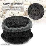 Women Snow Proof Inside Fur Warm Woolen Hat Cap with Neck Warmer for Winters