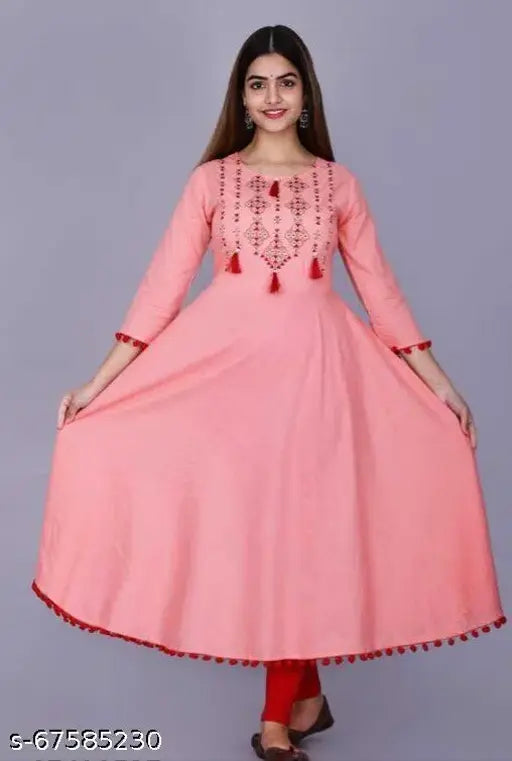 Pink kameez with red trim, embroidered chest pocket