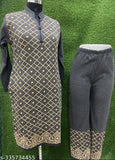 Acrylic Winter Wear Stylish Printed Kurti Palazzo Set, three-quarter sleeves, ankle length, elastic waistband
