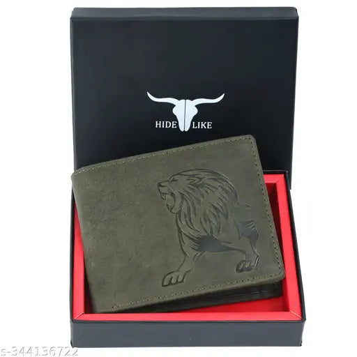 Genuine leather, RFID blocking men's wallet with 2 compartments, sleek and stylish accessory for everyday use, handcrafted from top grain buffalo hide in India