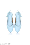 Blue synthetic leather ballerinas for women - stylish slip-on ballet flats, Ind-3 to Ind-9 sizes