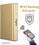 Gold metal RFID blocking 8-card holder, protects against unauthorized scanning