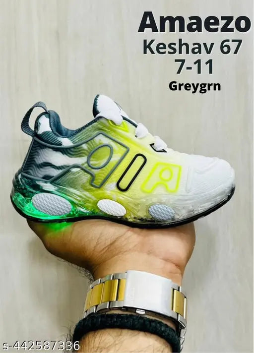 GreyGRN mesh KESHAV boys' lace-up sneaker, comfortable footwear with padded heels and foam insoles, ideal for active play. Made in India