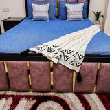 White premium cotton throw blanket with tassels, for sofa bed or couch, Bahamas boho style