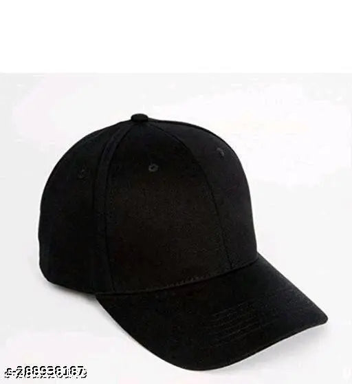 Black sports cap with adjustable drawstring back closure