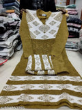 Woolen Alisha Sensational Women's Kurta Set with matching bottomwear, featuring printed net pattern. Three-quarter sleeves and single size XL, handcrafted in India