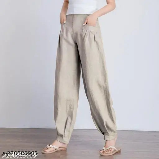 Stylish cotton Swahili brand carrot pant, solid color and comfortable fit for women's wardrobe