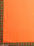 Orange and red traditional saree with detailed embroidery