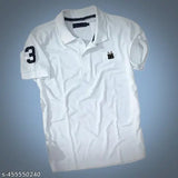 Blue polycotton half-sleeve men's polo t-shirt, pack of 3 - Indian made, striped design for casual wear
