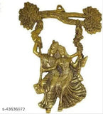 Metal Radha Krishna Jhula Idol Set, traditional Indian God depiction, perfect for home, temple, office or gifting purposes, signifying luck, happiness, and prosperity. Dimensions: L18xW9xH17 cm (L-B-H)