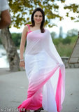 Pink and white saree with border embellishments