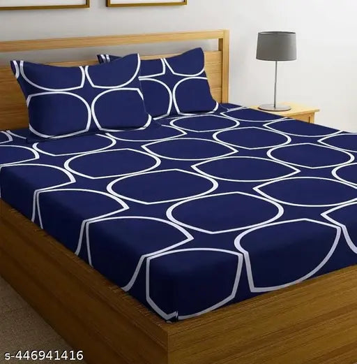 Glace Cotton King Size Fitted Elastic Bedsheet, double bed, wrinkle-resistant, high-quality fabric