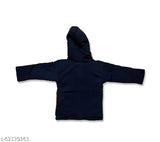 Dark blue hooded jacket with a drawstring hood