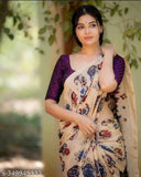 Black and white patterned sari with flared bottom