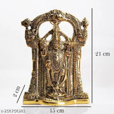 Gold-plated Tirupati Balaji Murti, 25.5cm spiritual home decor showpiece on display in living room