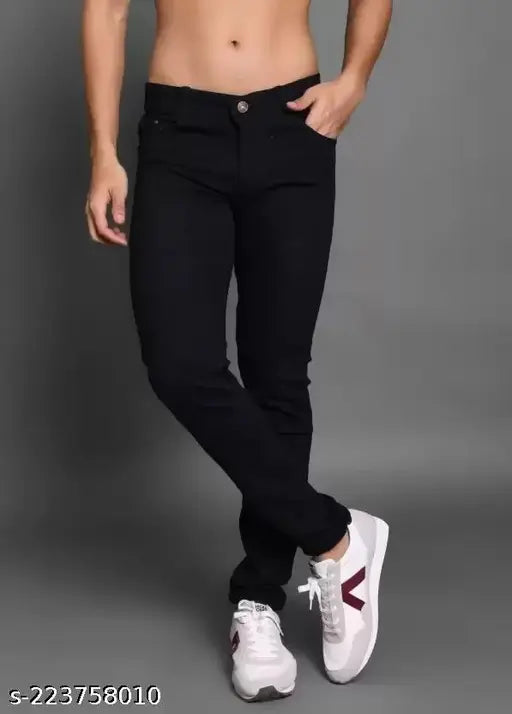 Black denim skinny fit jeans for men by MARKVIEW - fashionable, high-waisted, India origin