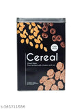 A black metal cereal jar with airtight lid, containing granola or breakfast cereals, for kitchen storage