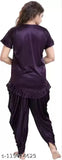 Soft satin women's night suits (2pc) in patiala style, comfortable for sleepwear and work-from-home - Indian design