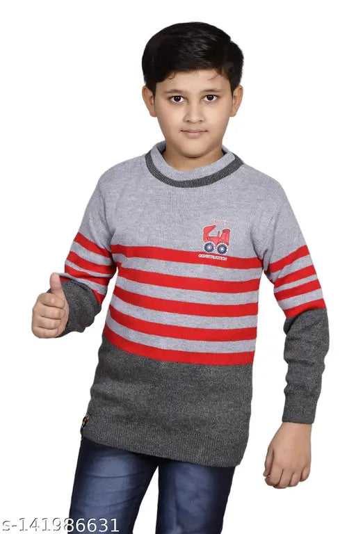 Woolen boys sweater, printed net design in BADOS latest collection, suitable for 8-9 years old