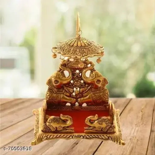 Gold metal oxidized finish singhasan for laddu gopal, temple home decor gift
