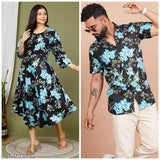 Rayon rayon three-quarter sleeve printed combo mens shirt-kurti, new design launch for couples, Indian origin