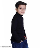 Black cotton blend long sleeves high neck baby clothing for both boys and girls, solid pattern, suitable for ages 0-6 months to 4-5 years, Indian origin