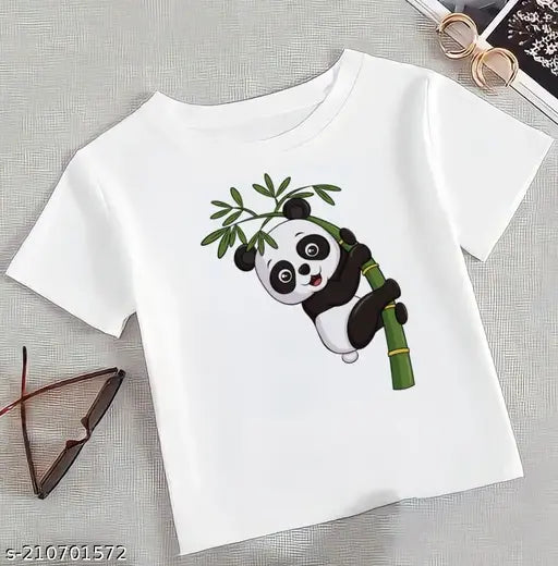 Panda design crop top for girls, polyester panda printed crop t-shirt for women
