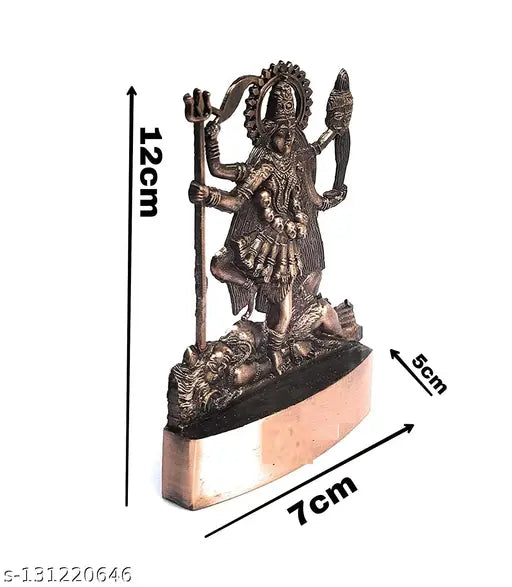 Copper-plated antique finish Kali MATA statue (12CM), small metal figure for car dashboard or home decor