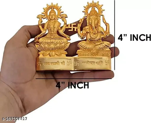 Solid metal Laxmi Ganesh idols hand-carved, Indian Handicrafts, beautiful Hindu god & goddess set