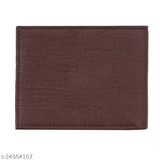 Brown PU formal wallet, stylish design for men's accessories, features credit card pockets, currency compartment, and coin pouch