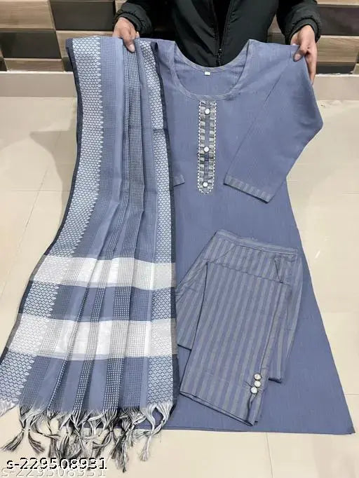 Royal blue traditional dupatta set with matching pants and kameez